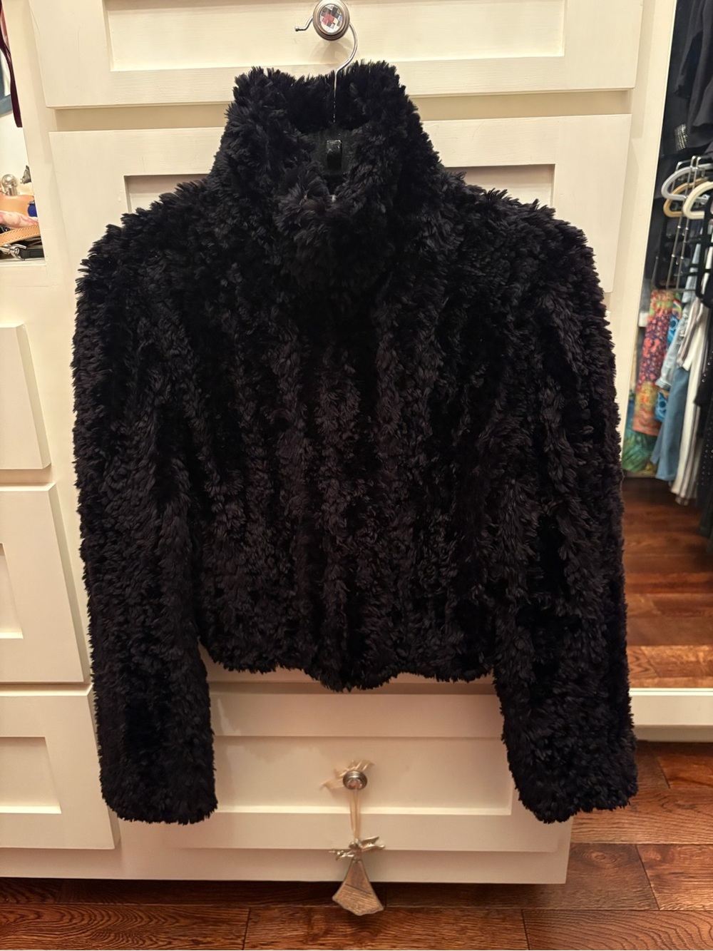 Paula Lishman Black Sheared Beaver Knit Fur Jacket Vintage Luxury